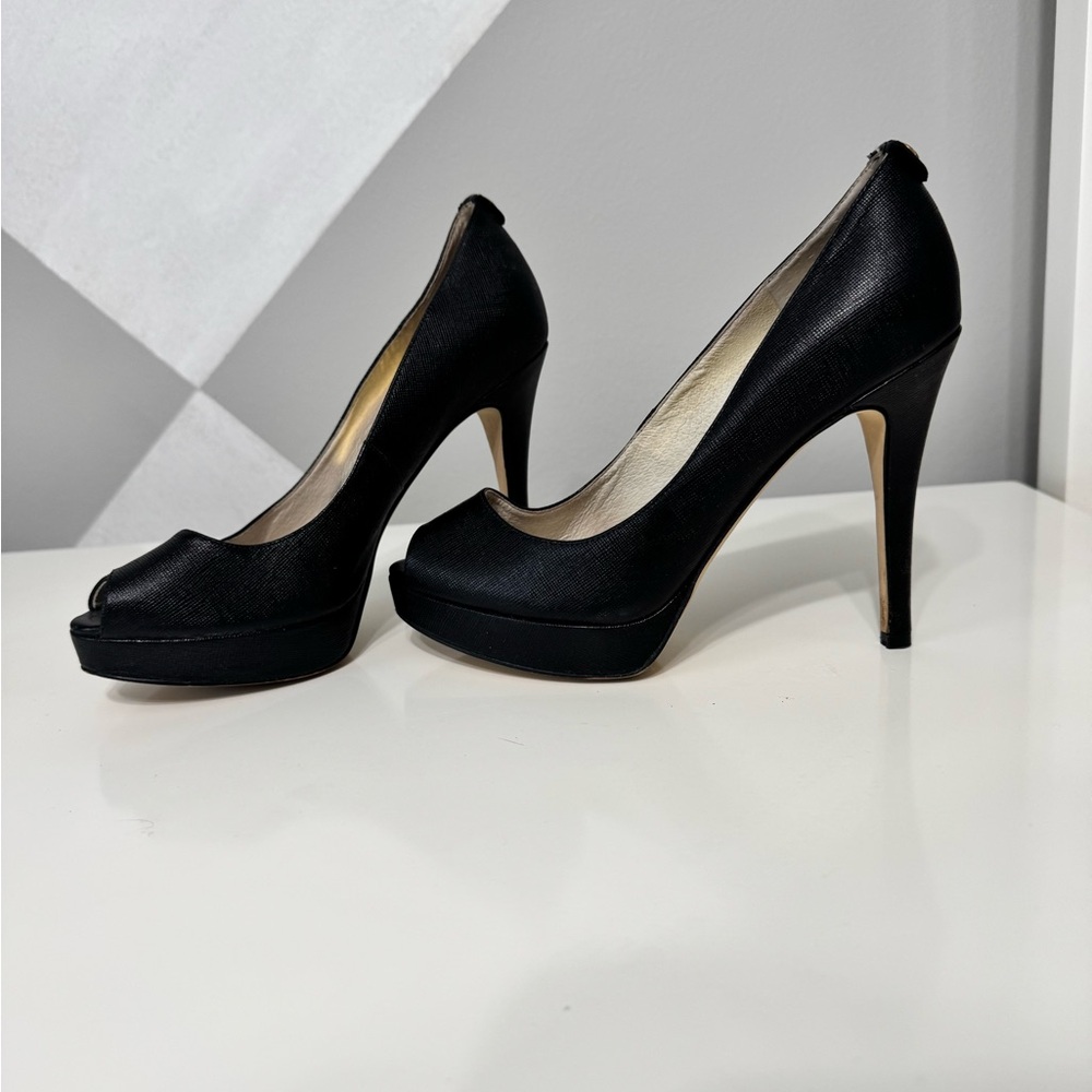 Michael Kors Black Peep Toe Platform Stiletto Pumps